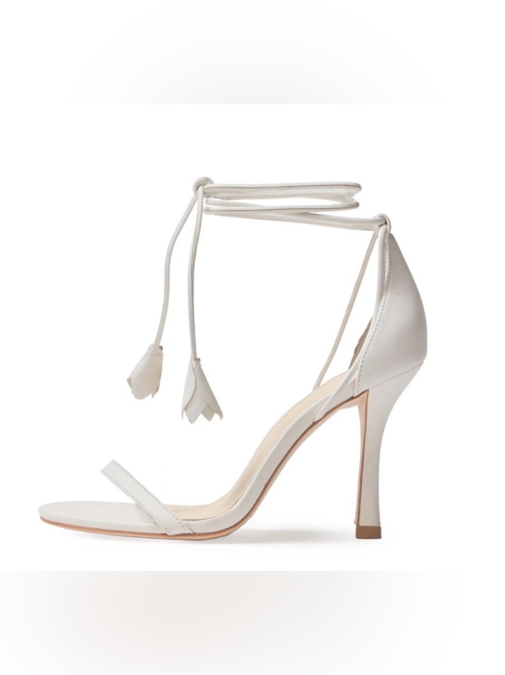 Monique Lhuillier white stiletto strappy heels 38.5 7.5
